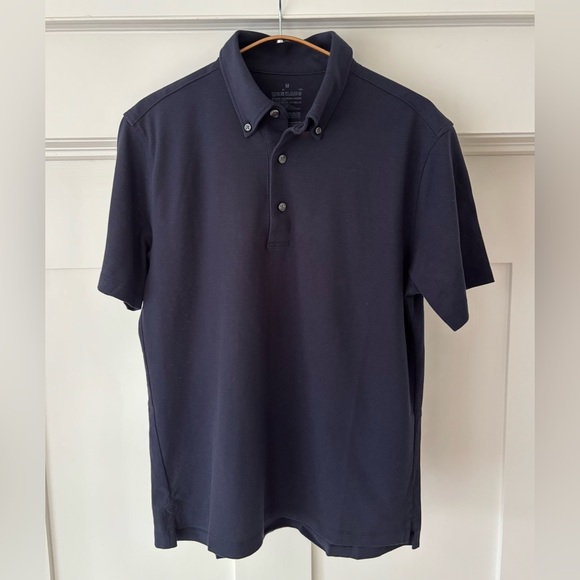 MUJI Men's Medium Navy Polo Knit Shirt - Picture 2 of 8